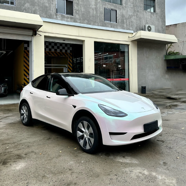  Metallic Gloss Aurora White Car Vinyl Wrap