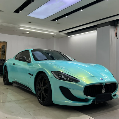  Metallic Neon Ice Blue Car Vinyl Wrap 02