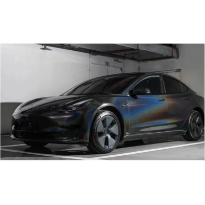 Glossy Laser Black Car Vinyl Wrap 02