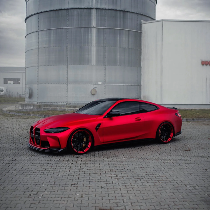 Satin Chrome Prismatic Red Car Vinyl Wrap