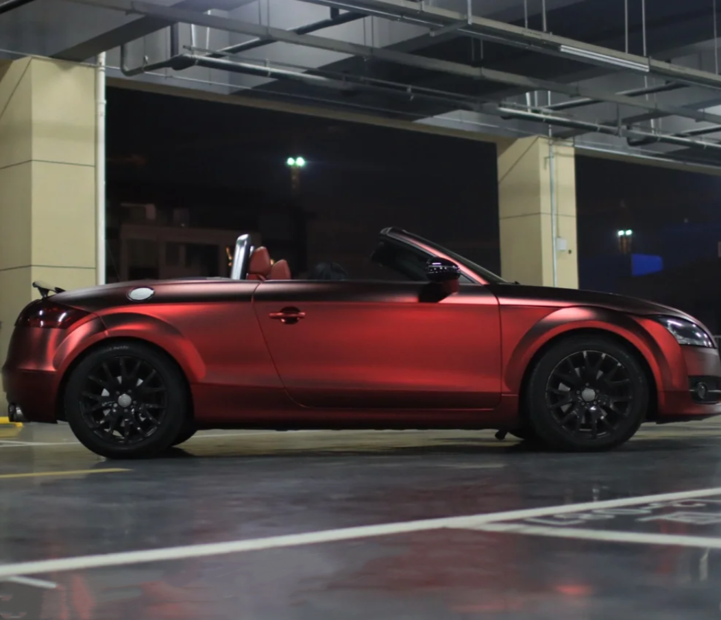 Satin Chrome Prismatic Red Car Vinyl Wrap