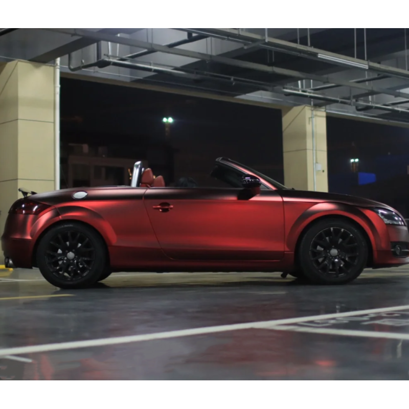Satin Chrome Prismatic Red Car Vinyl Wrap