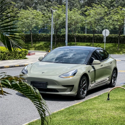 Super Gloss Deep Khaki Green Car Vinyl Wrap 02