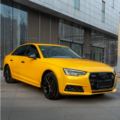 Gloss Metallic Golden Yellow Car Vinyl Wrap 02