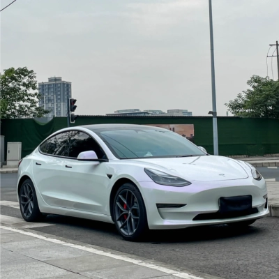 Matte White Purple Car Vinyl Wrap 02