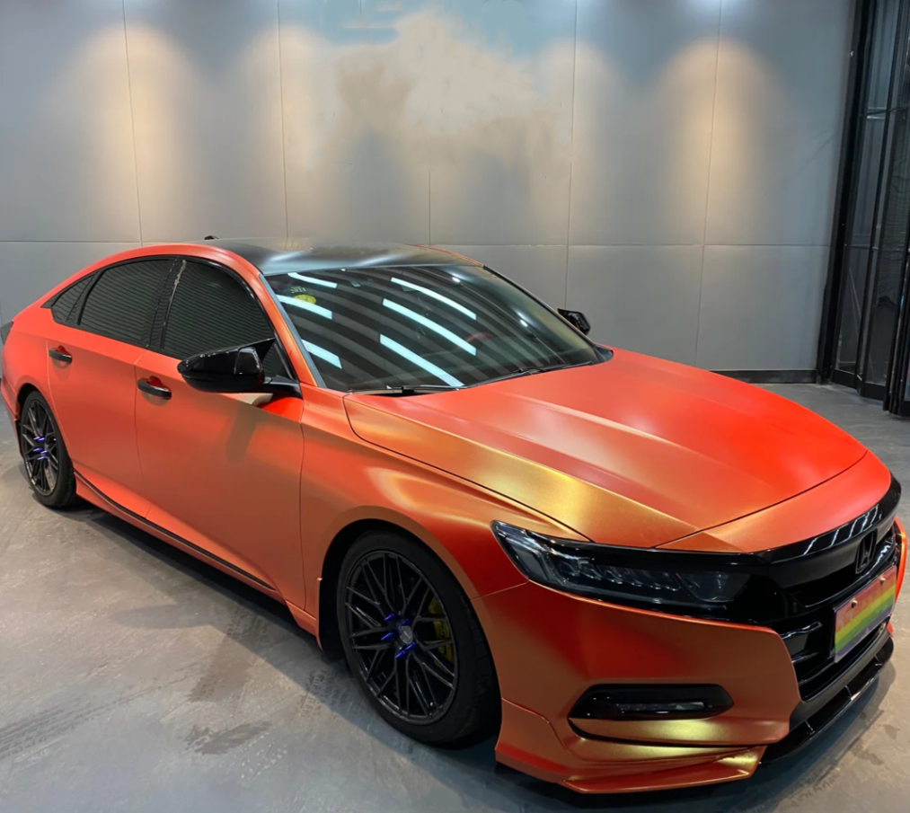 Matte Diamond Gold Orange Car Vinyl Wrap