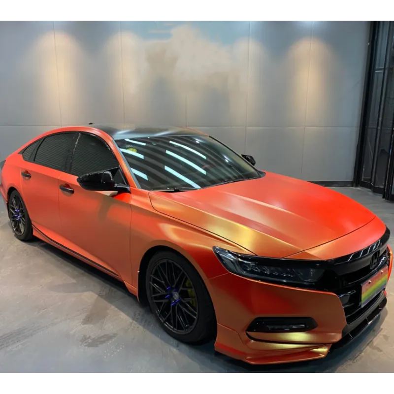 Matte Diamond Gold Orange Car Vinyl Wrap