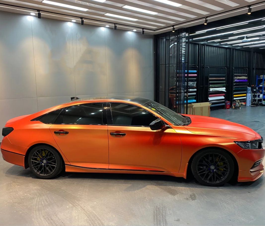 Matte Diamond Gold Orange Car Vinyl Wrap