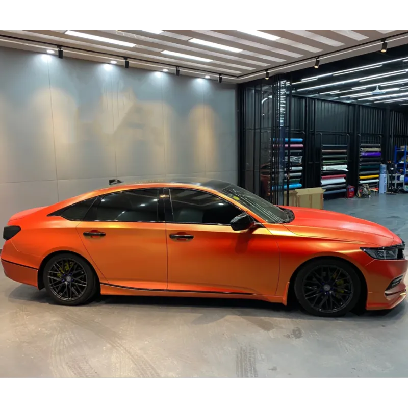 Matte Diamond Gold Orange Car Vinyl Wrap