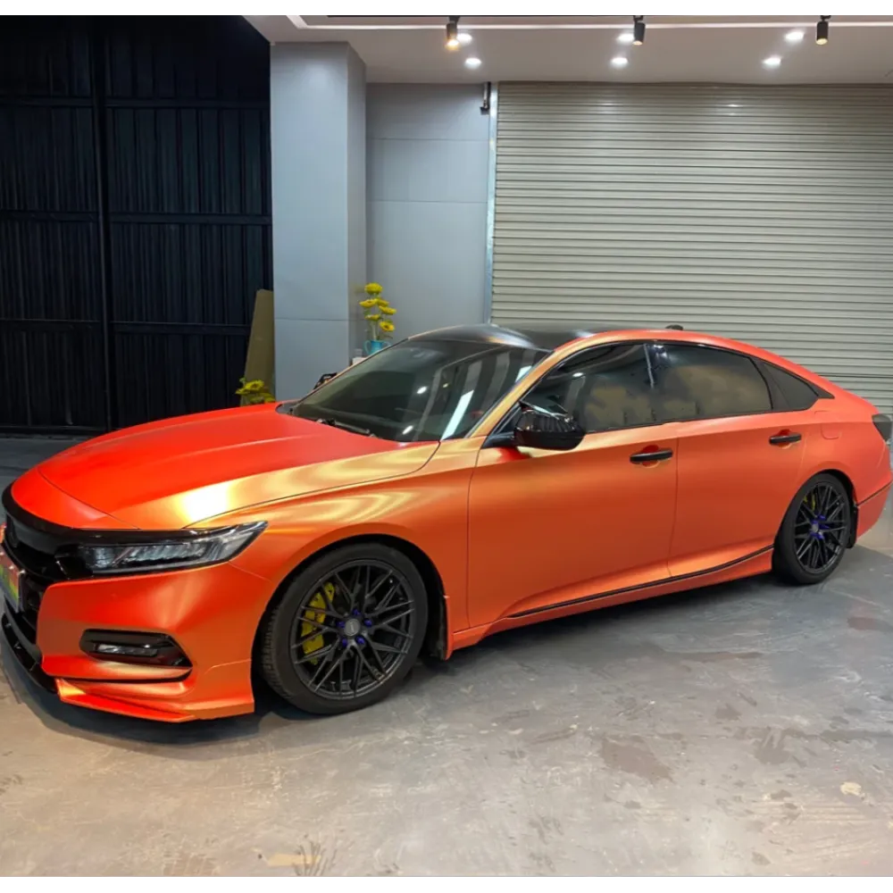 Matte Diamond Gold Orange Car Vinyl Wrap