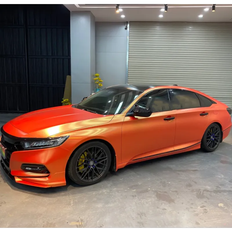 Matte Diamond Gold Orange Car Vinyl Wrap