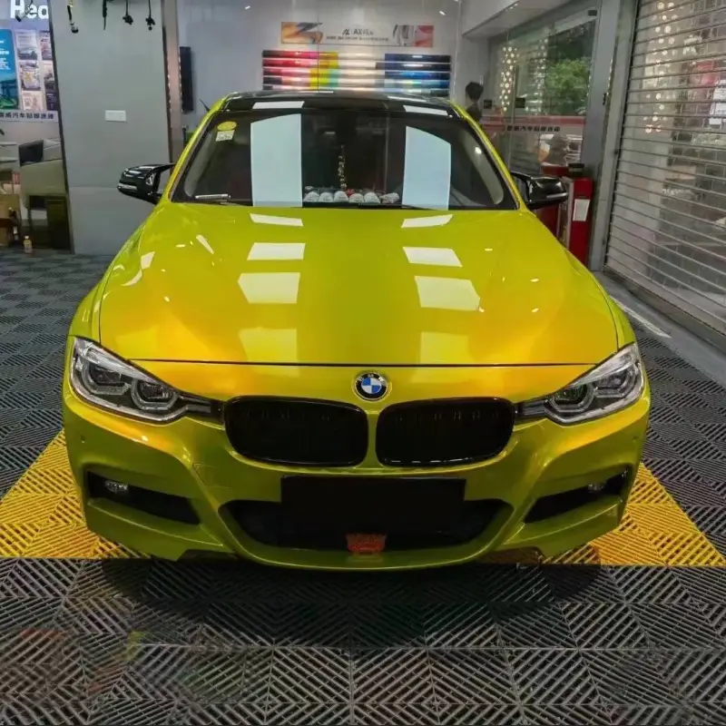 Super Bright Metallic Austin Yellow Car Vinyl Wrap