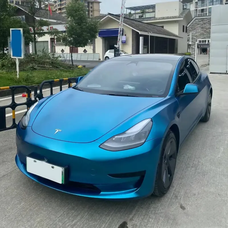 Matte Heavy Metal Sparkle Blue Car Vinyl Wrap 