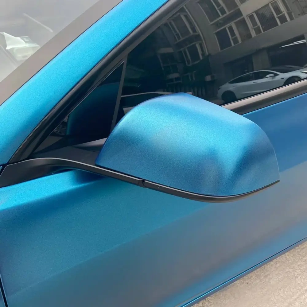 Matte Heavy Metal Sparkle Blue Car Vinyl Wrap 