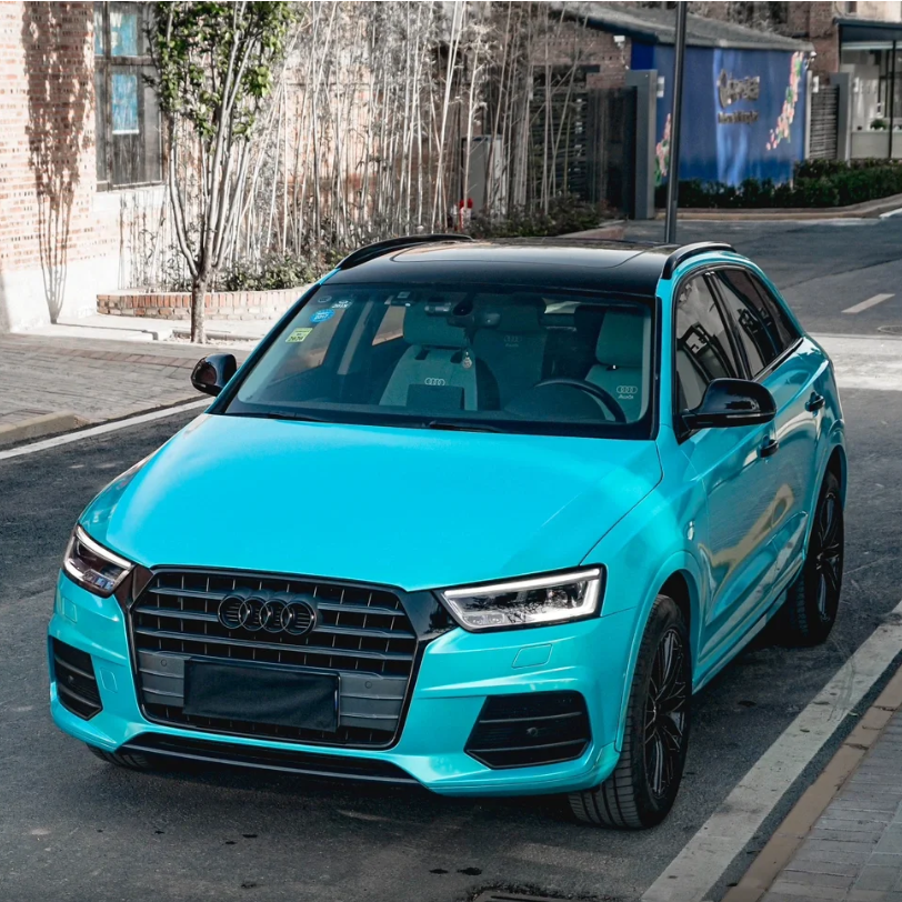 Gloss Metal Paint Lake Blue Car Vinyl Wrap