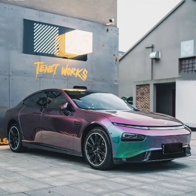 Gloss Metallic Green Galaxy Car Vinyl Wrap 02