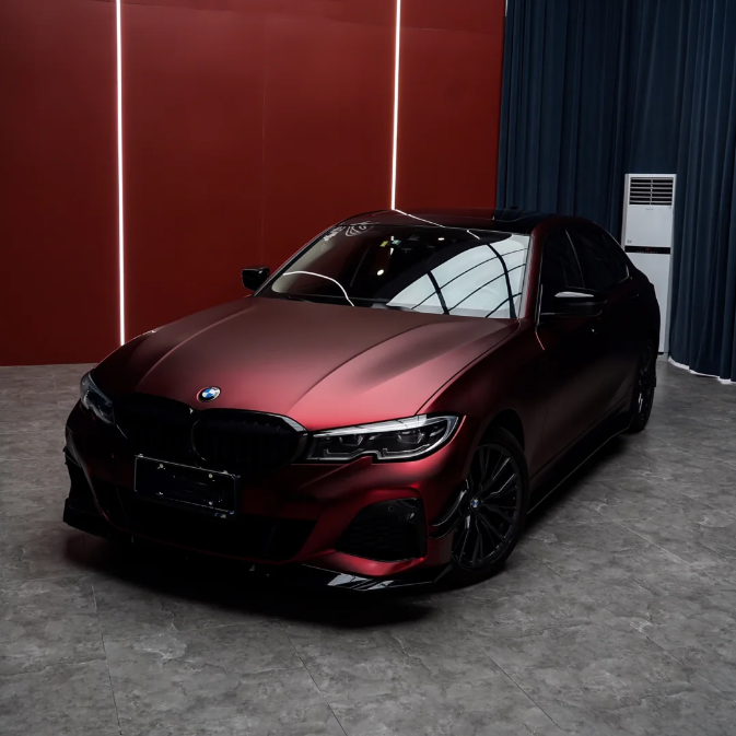 PET Benz Matte Metallic Romance Red Car Vinyl Wrap