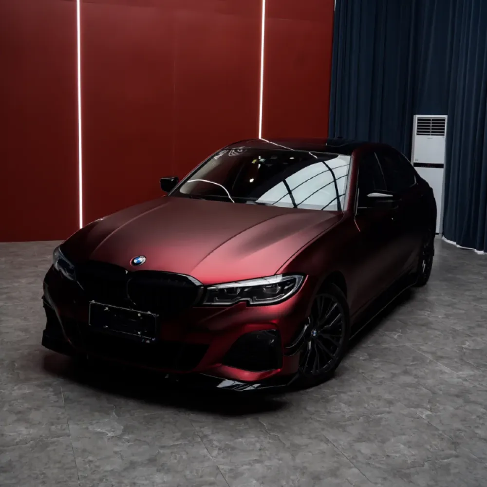 Benz Matte PET Metallic Romance Red Car Vinyl Wrap