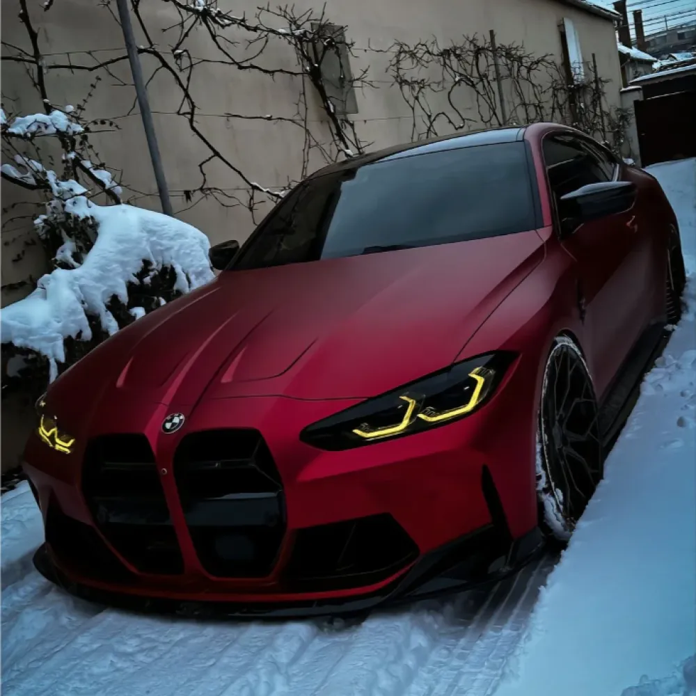 Benz Matte PET Metallic Romance Red Car Vinyl Wrap
