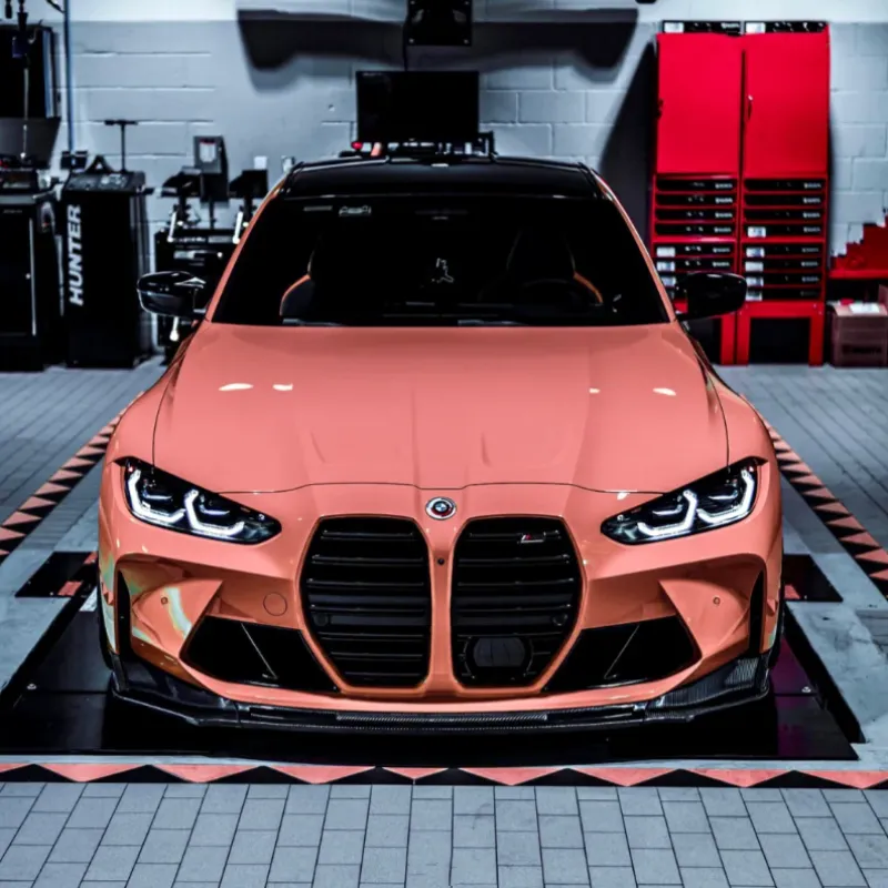PET Gloss Coral Orange Car Vinyl Wrap
