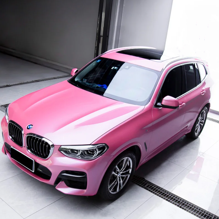 Gloss Metal Paint Shell Pink Car Vinyl Wrap