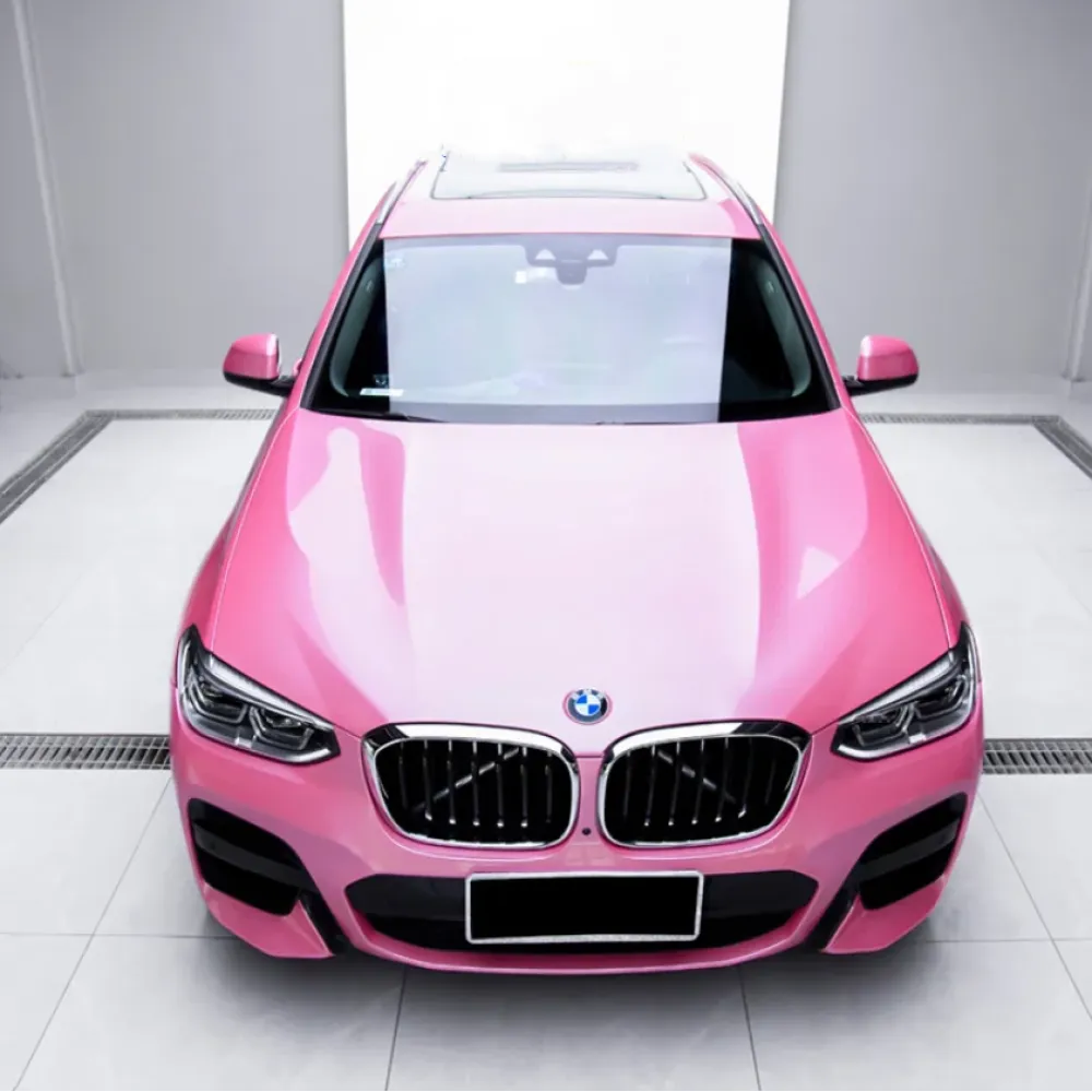 Gloss Metal Paint Shell Pink Car Vinyl Wrap