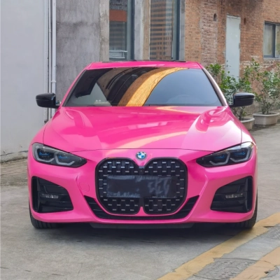 Gloss Sparkle Pink Car Vinyl Wrap  02