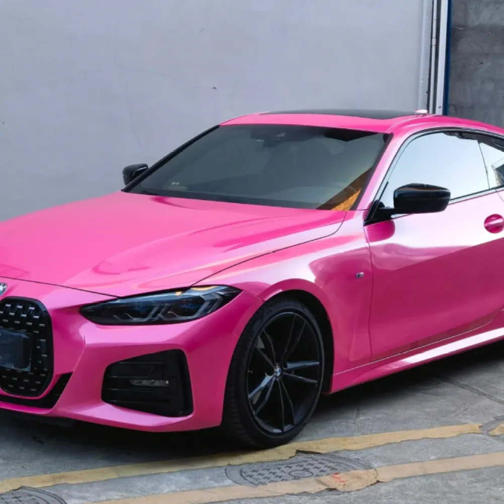 Gloss Sparkle Pink Car Vinyl Wrap 