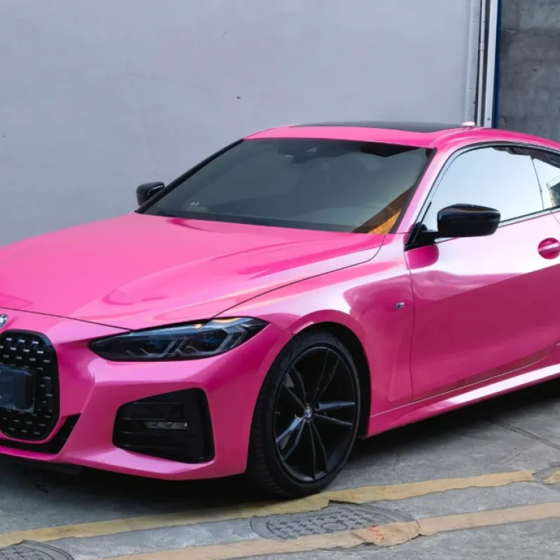 Gloss Sparkle Pink Car Vinyl Wrap 