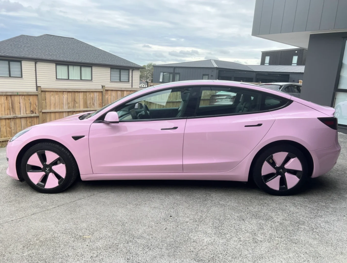 Gloss Aston Martin Vintage Pink Car Vinyl Wrap