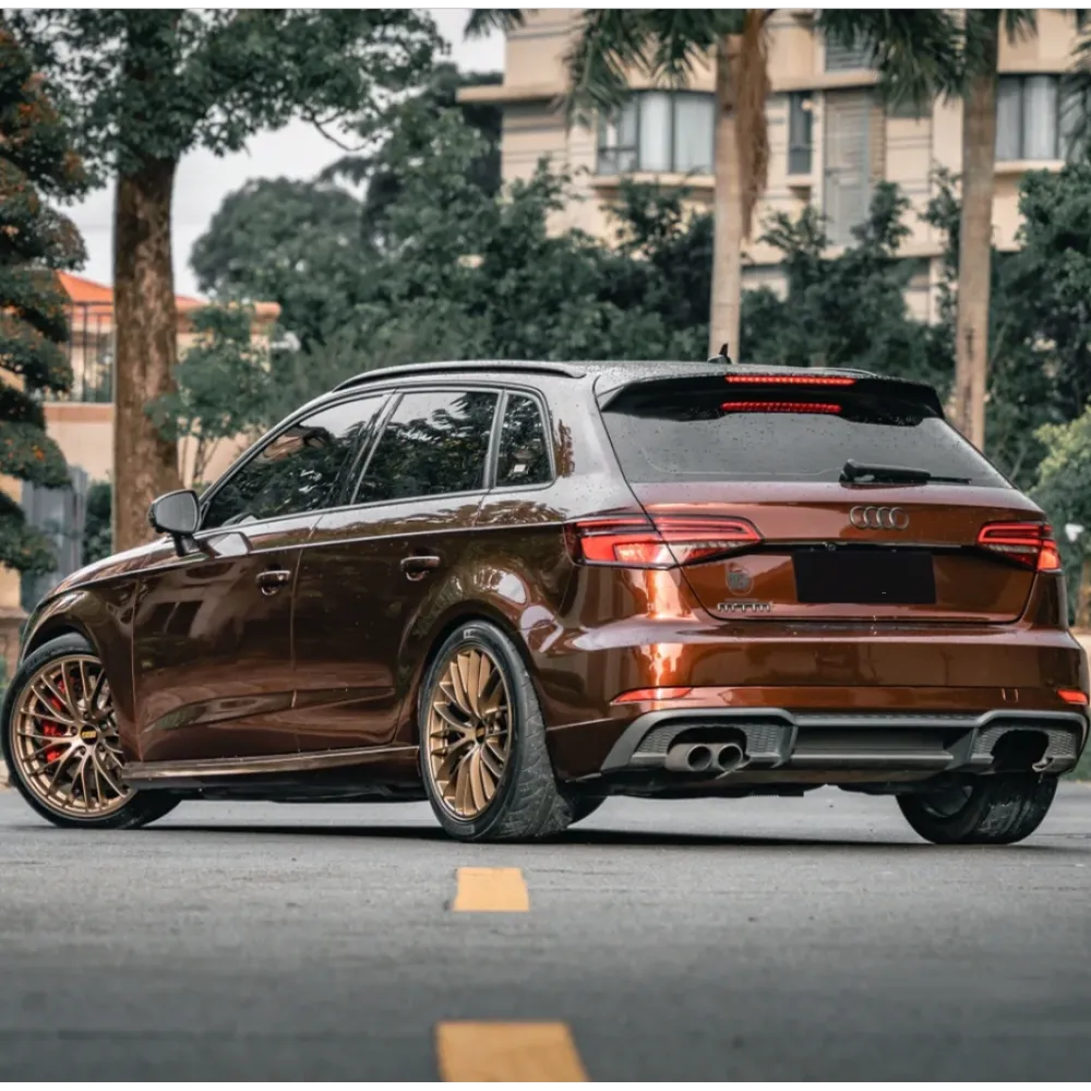 Gloss Metallic Porsche Terra Brown Car Vinyl Wrap