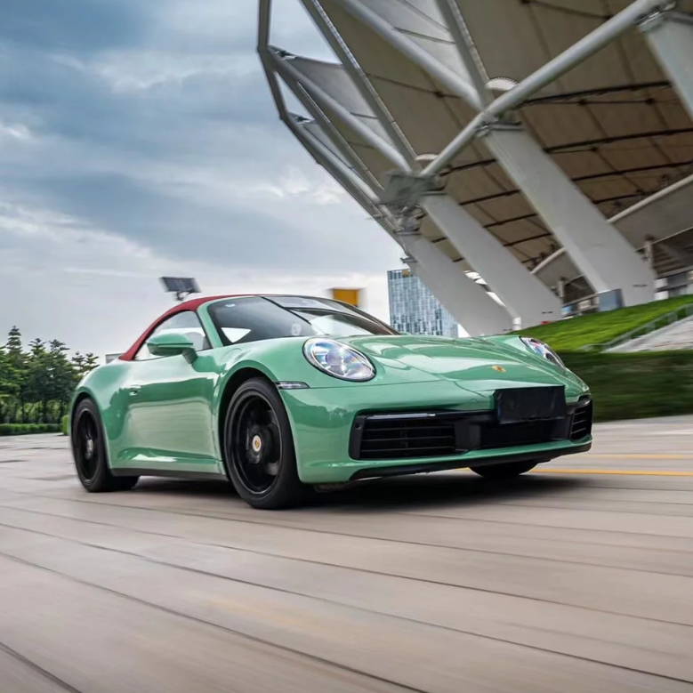 Porsche Gloss Olive Green Car Vinyl Wrap