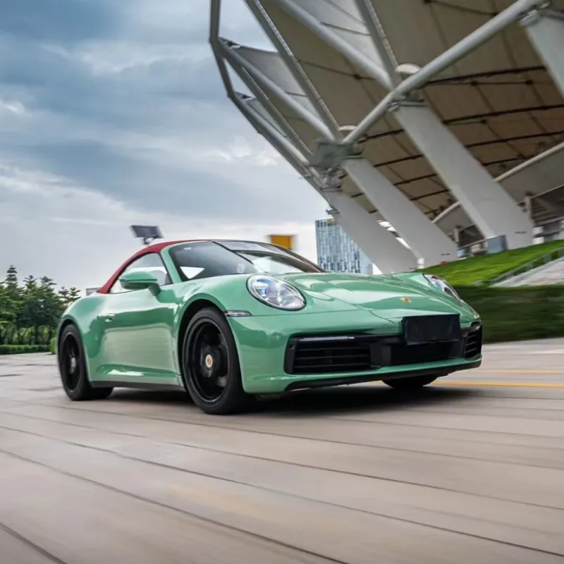 Porsche Gloss Olive Green Car Vinyl Wrap