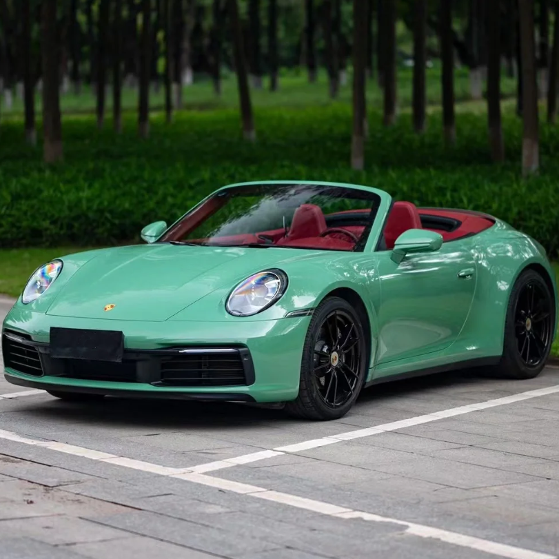 Porsche Gloss Olive Green Car Vinyl Wrap