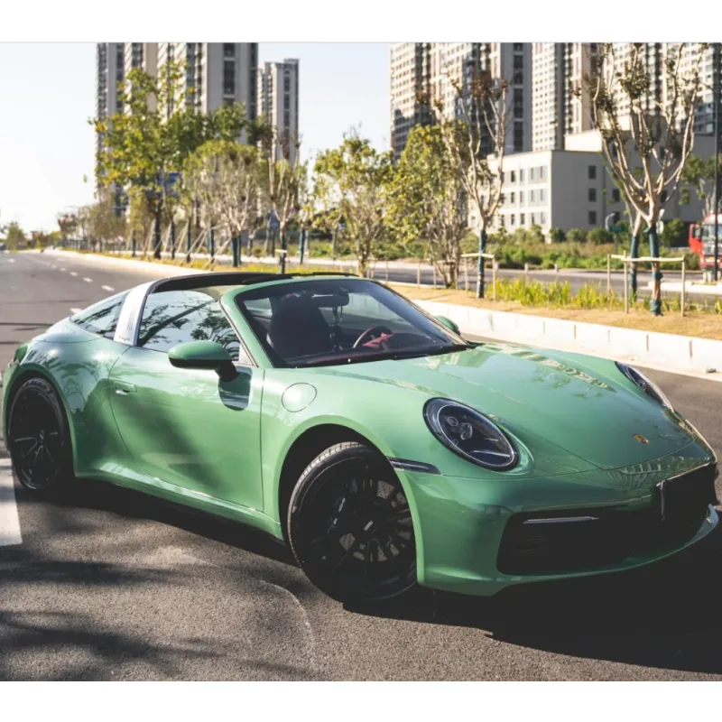 Porsche Gloss Olive Green Car Vinyl Wrap