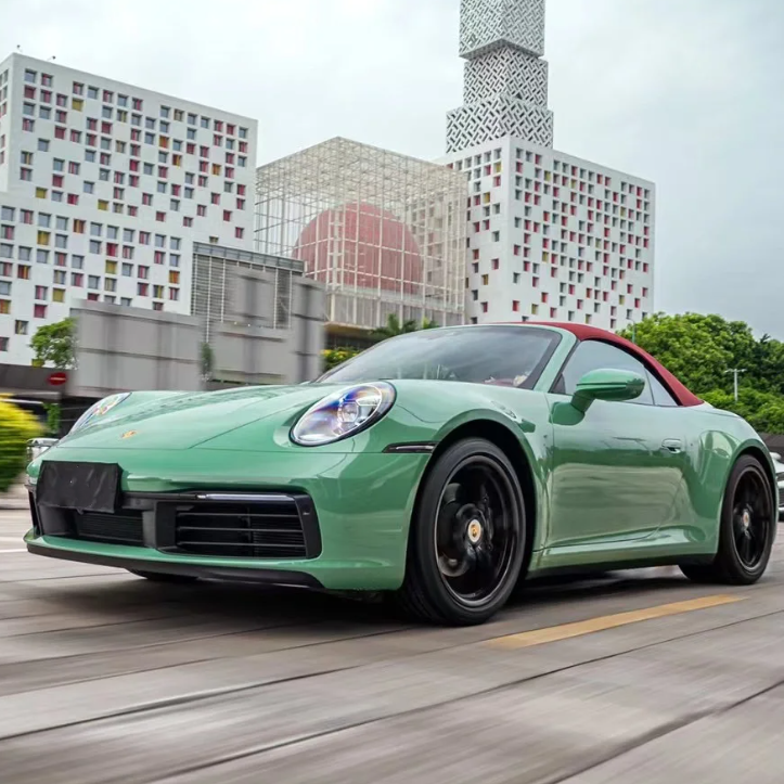 Porsche Gloss Olive Green Car Vinyl Wrap