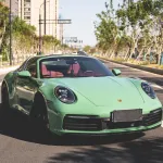 Porsche Gloss Olive Green Car Vinyl Wrap