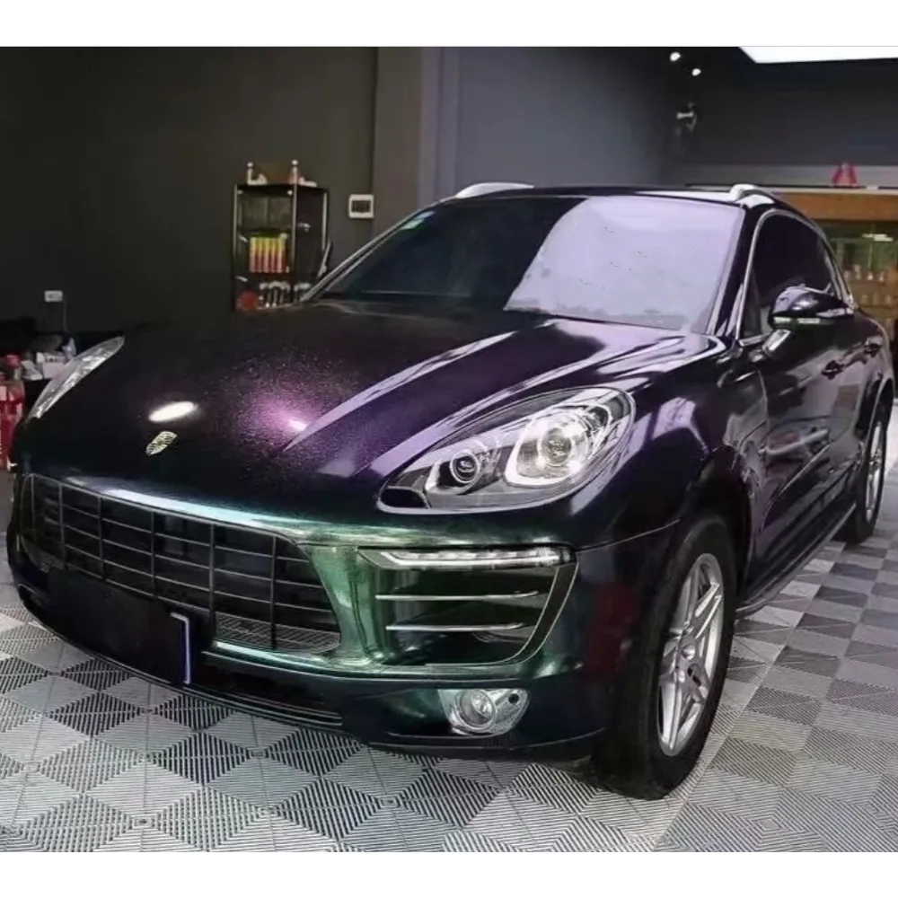 Gloss Diamond Purple Green Car Vinyl Wrap