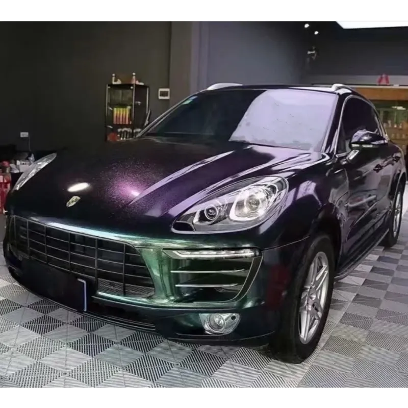 Gloss Diamond Purple Green Car Vinyl Wrap