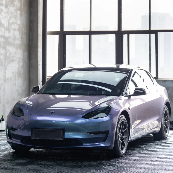 Gloss Metallic Crystal Grey Purple Car Vinyl Wrap