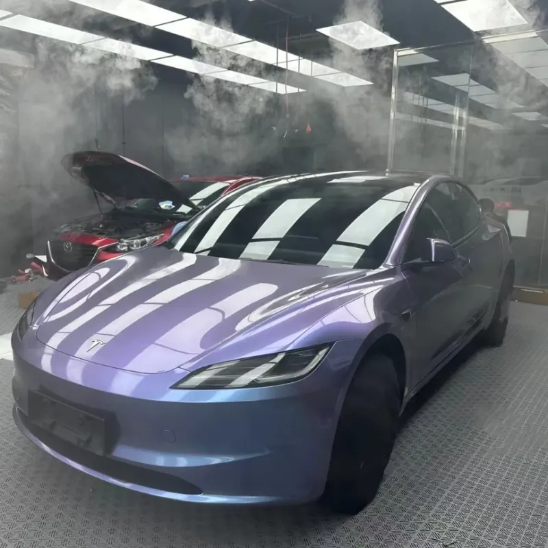 Gloss Metallic Crystal Grey Purple Car Vinyl Wrap