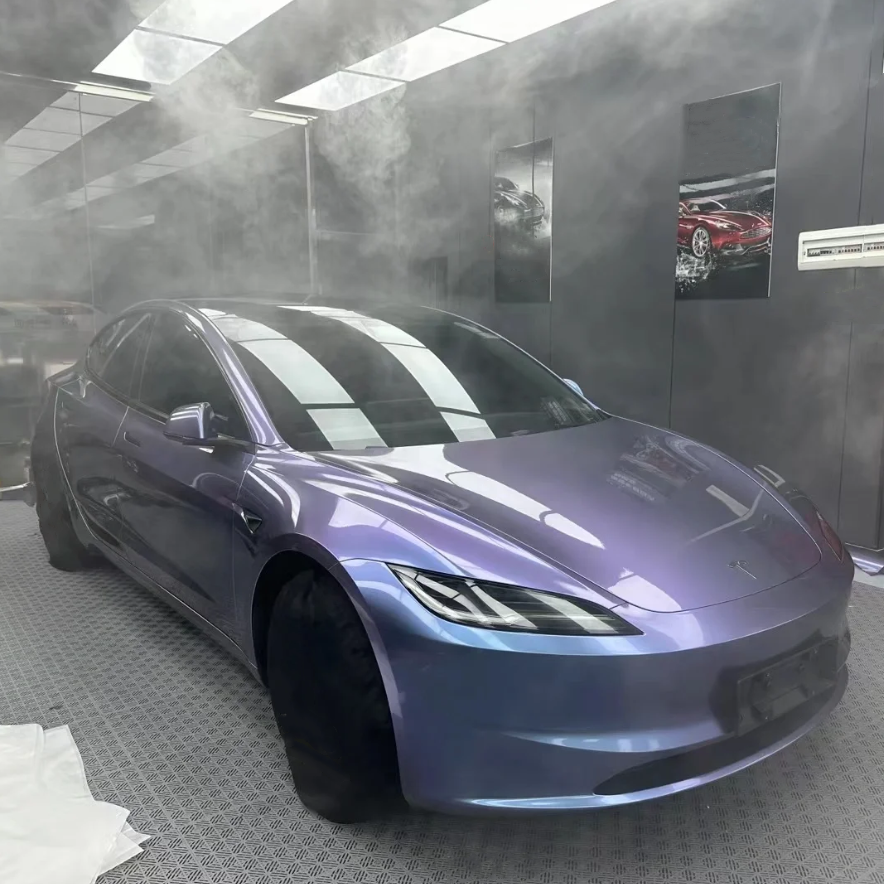 Gloss Metallic Crystal Grey Purple Car Vinyl Wrap