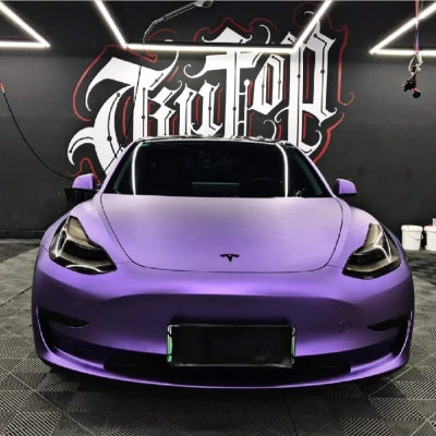Matte Heavy Metal Sparkle Purple Car Vinyl Wrap  02