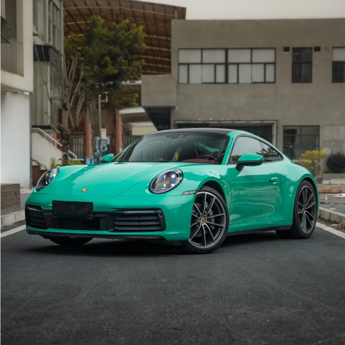 Gloss Porsche Light Green Car Vinyl Wrap