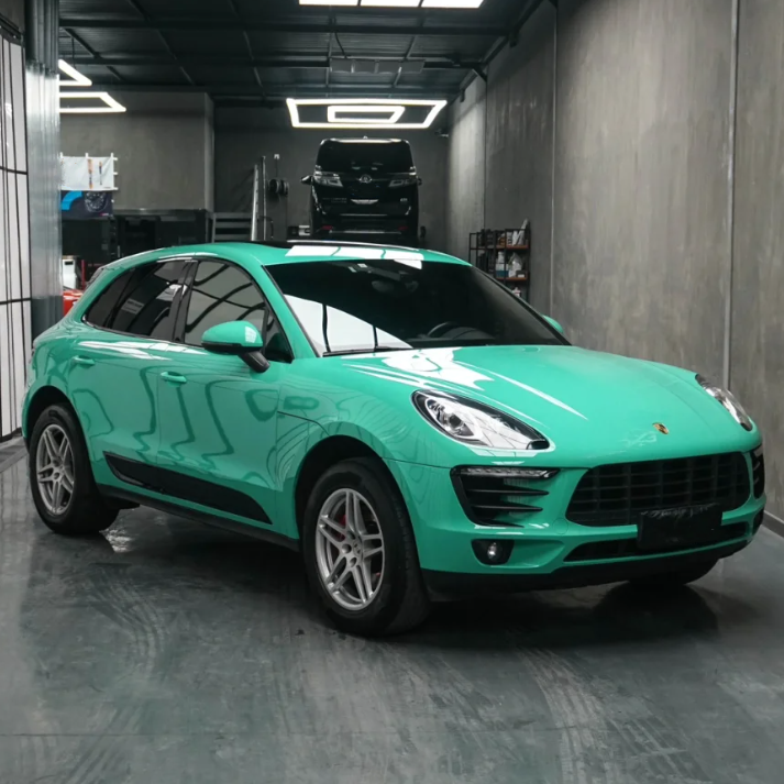 Gloss Porsche Light Green Car Vinyl Wrap
