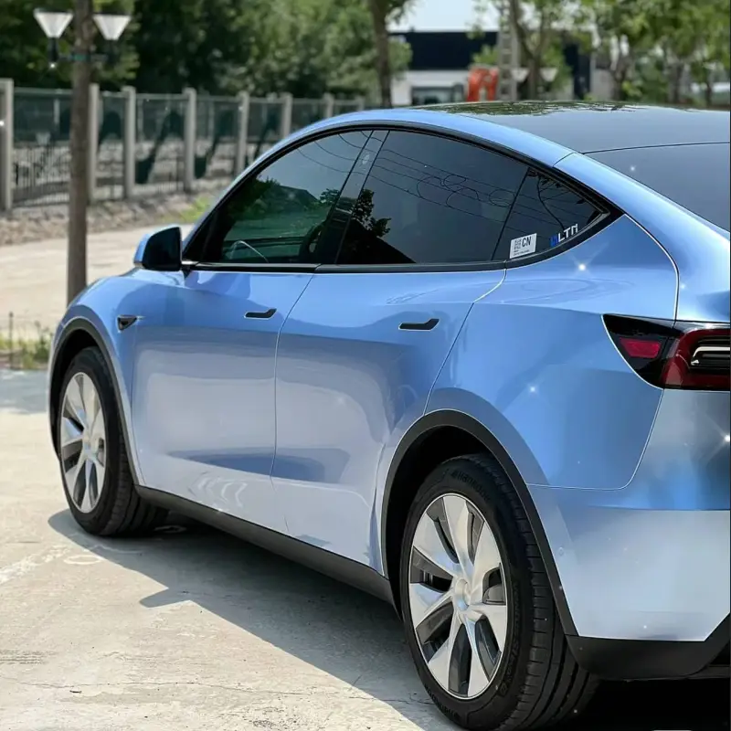 TPU Gloss Metal Paint Mist Blue Car Vinyl Wrap