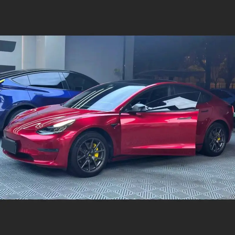 TPU Tesla Gloss Midnight Cherry Red Car Vinyl Wrap