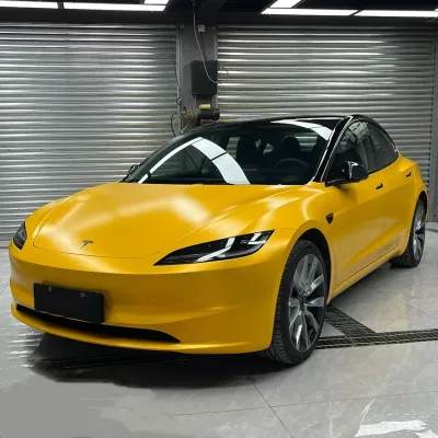 Matte Pure Metal Yellow Gold Car Vinyl Wrap 02