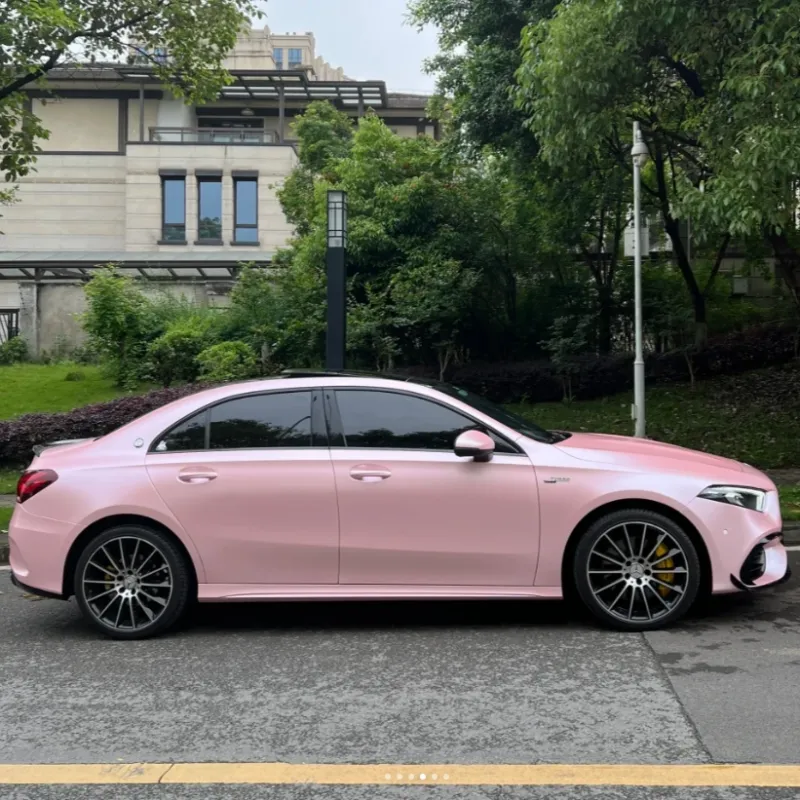 Matte Pure Metal Cherry Pink Car Vinyl Wrap