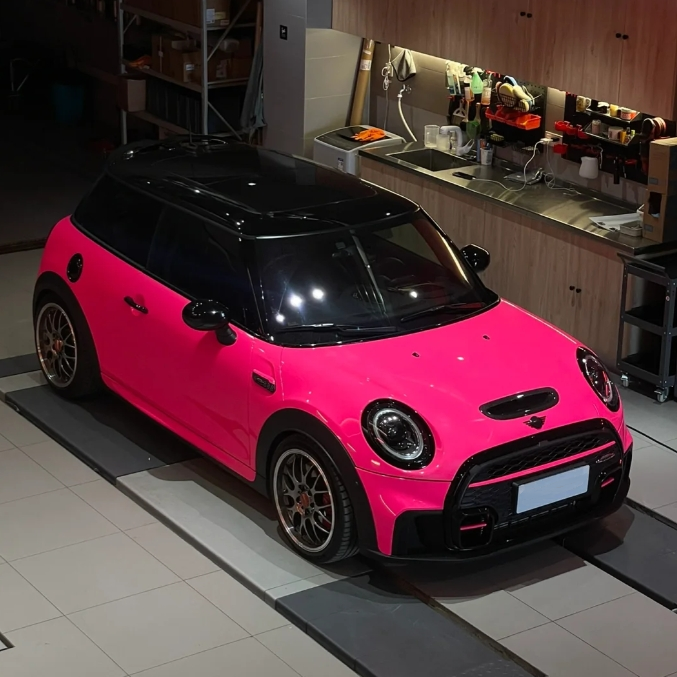 Super Gloss Fluorescent Pink Car Vinyl Wrap